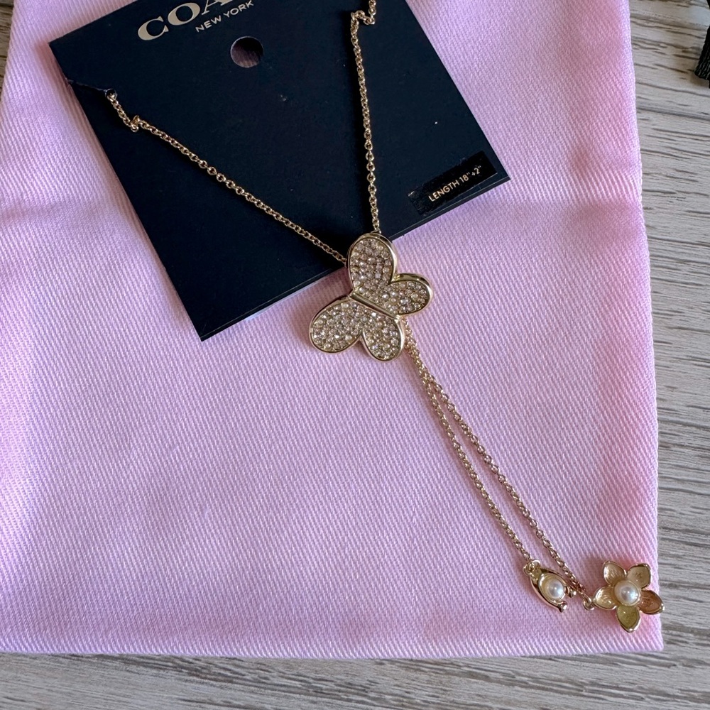 Coach Pave Butterfly Necklace